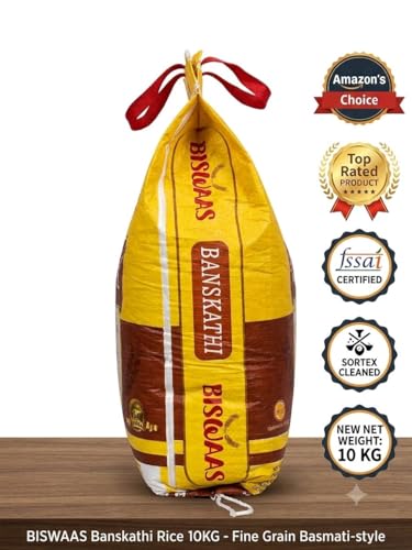 Image of BISWAAS Premium Banskathi Rice, Extra Long Grain, Ideal for Daily Cooking,10 Kg