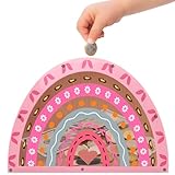 Girls Piggy Bank,Piggy Bank for Kids,Personalized Gifts for Girls,Transparent Coin Bank,BOHO Wooden Piggy Bank,Rainbow Personalized Kids Gifts That Brightens Up Every Kids Bedroom