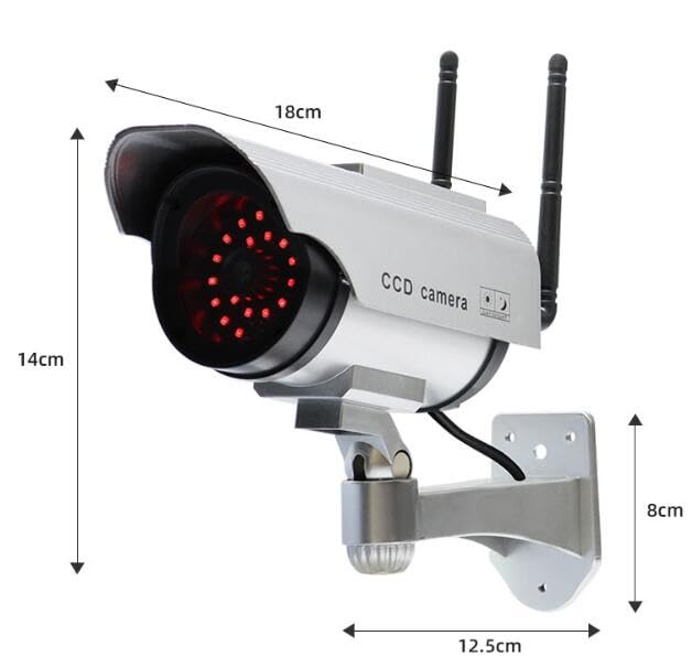 Videocamera Fittizia CCTV Con LED Lampeggiante - Telecamera Finta Per Interni Ed Esterni, Antipioggia