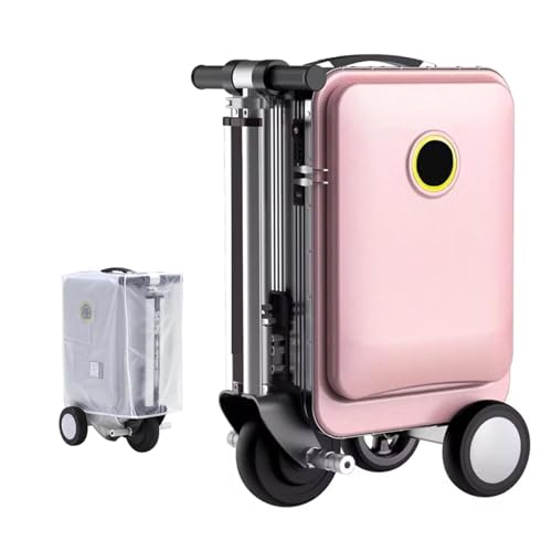 Expandable Smart Luggage, Electric Suitcase, Rideable Riding Mode & Pulling Mode, External Charging Port, Max Load 110kg, PC+ABS Durable Travel Suitcase Luggage (Pink)