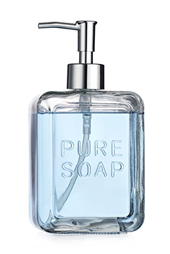 American Recreations Glass Bathroom or Kitchen Embossed Soap Pump Lotion Dispenser 20 Ounce, (Clear) - Thumbnail 2