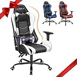 ECOTOUGE PC Gaming Chair Massage Ergonomic Office Desk Chair Racing PU Leather...