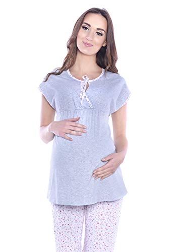 MijaCulture 3 in1 Stillpyjama Stillschlafanzug Umstandspyjama Pyjama 4067 (EU36 / S, Melange/Rosa)