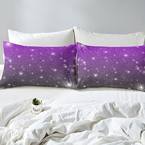 Erosebridal Gradient Glitter Fitted Sheet For Girls Full, Purple Grey Ombre Bed Sheet, Kids Galaxy Sparkle Bedding Set Rainbow Space Star Pastel Fitted Bed Sheets For Teens Adult Women Bedroom Decor thumb #3
