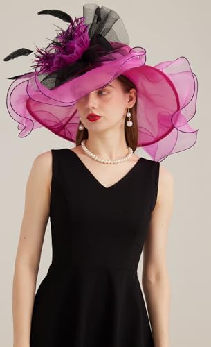 Sombrero de Dama Kentucky Derby con Ala Ancha miniatura 4