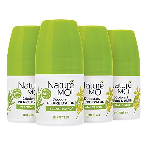 Naturé Moi u0096 Déodorant ylang-ylang naturel à la pierre d'alun pour femmes u0096 Efficacité 24h u0096 Lot de 4 u0096 50ml