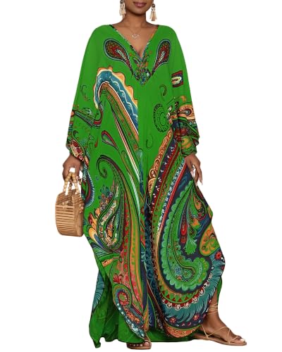 Image of Bsubseach Moo Moos for Women Batwing Sleeve Kaftan Dresses with Pockets
