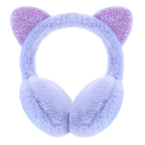 XIAOHAWANG Winter Earmuffs for Kids Girl Warm Ear Muffs Baby Boy Plush Padded Ear Warmer (C-PURPLE)