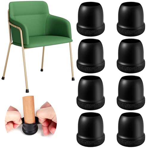 Image of 24PCS Silicone Chair Leg Floor Protectors for Hardwood Floors,Fit:0.75-1.1 inch | Round Felt Furniture Pads Rubber Chair Leg Caps, Bar Stool Leg Floor Protectors, Anti-Scratch & Reduce Noise, Black