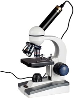 AmScope M150C-E-A 40X-1000X LED Cordless All-Metal Framework Full-Glass Optical Lens Student Compound Microscope with Coarse &amp; Fine Focusing + Digital Camera USB Imager