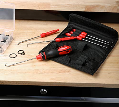 Ares 70255 - Interchangeable Hook And Pick Set - 6-Piece Set Includes Convenient Storage Pouch - Chrome Vanadium Steel Shafts - Easily Remove Hoses, Gaskets And More #TOP6