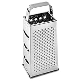 Picture of HEMOTON Stainless Steel Box Grater 4 Sided Cheese Grater Vegetables Slicer Fruit Shredder Zester with Grip Handle Kitchen Gadgets for Potato Ginger Food 8 Inch