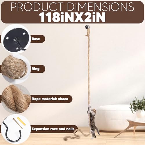 Cuerda para escalar gatos de yute natural 1.20" x 9.84 pies miniatura 5