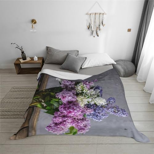 Couverture flanelle de qualité supérieure imprimé floral lilas durable