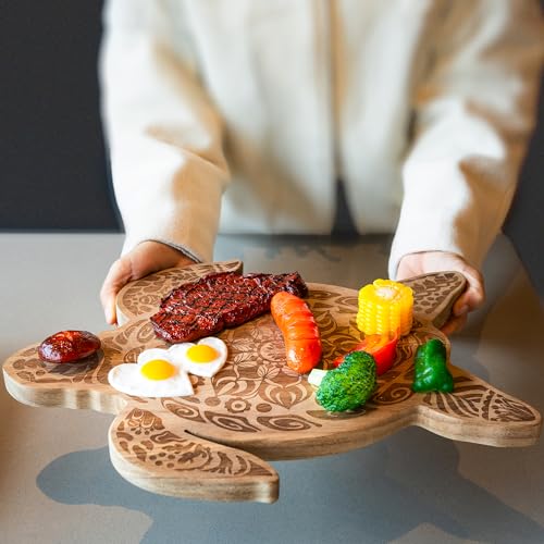 Tabla de cortar de madera con forma de tortuga miniatura 6