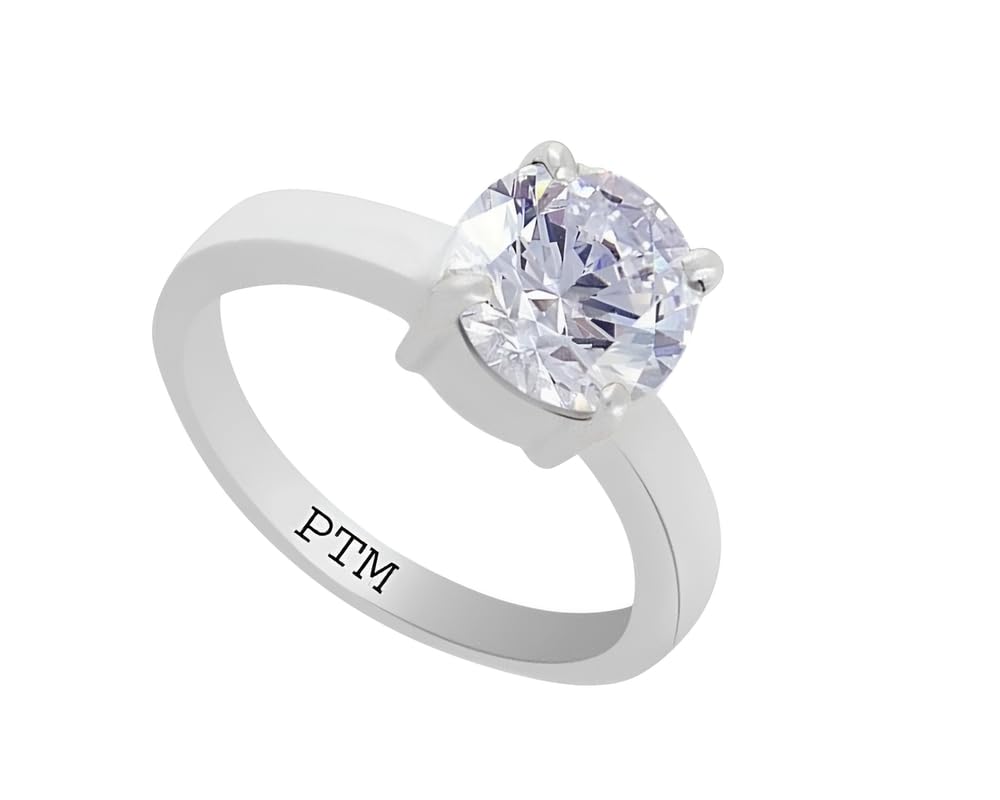 ptm 925 Sterling Silver Zircon (American Diamond) 3.25 Ratti or 3 cts to 10.25 Ratti or 9.5 cts Astrological Gemstone Bis Hallmark Ring for Men & Women-picture-3