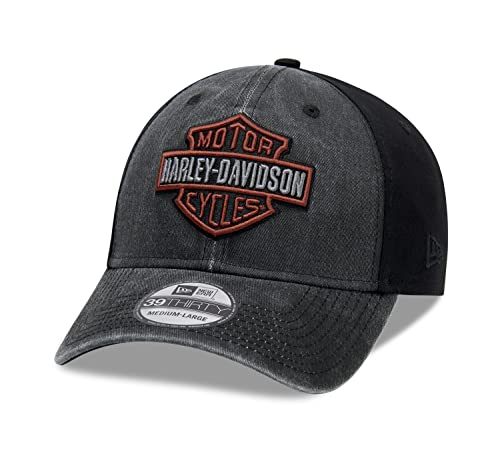HARLEY-DAVIDSON Gorra de béisbol para hombre con logotipo bicolor lavado, Negro , M