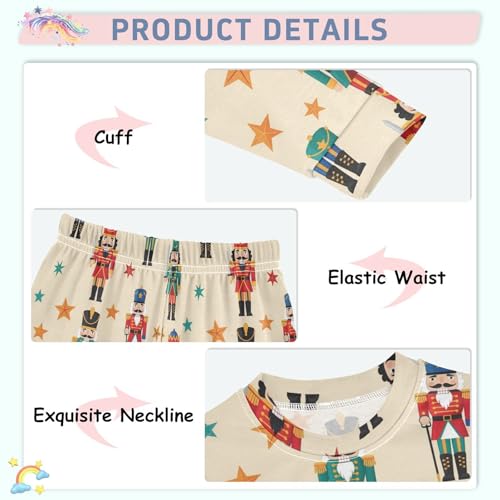 Pajama Sets Long Sleeve Nutcracker Soldier Star Pattern Soft Comfy Sleepwear 2 Piece PJS 3-8T4
