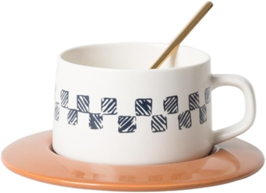 Milk Coffee Cup Vintage Ceramic Saucer Set Design Coffee Cup Edge Reading Household Items