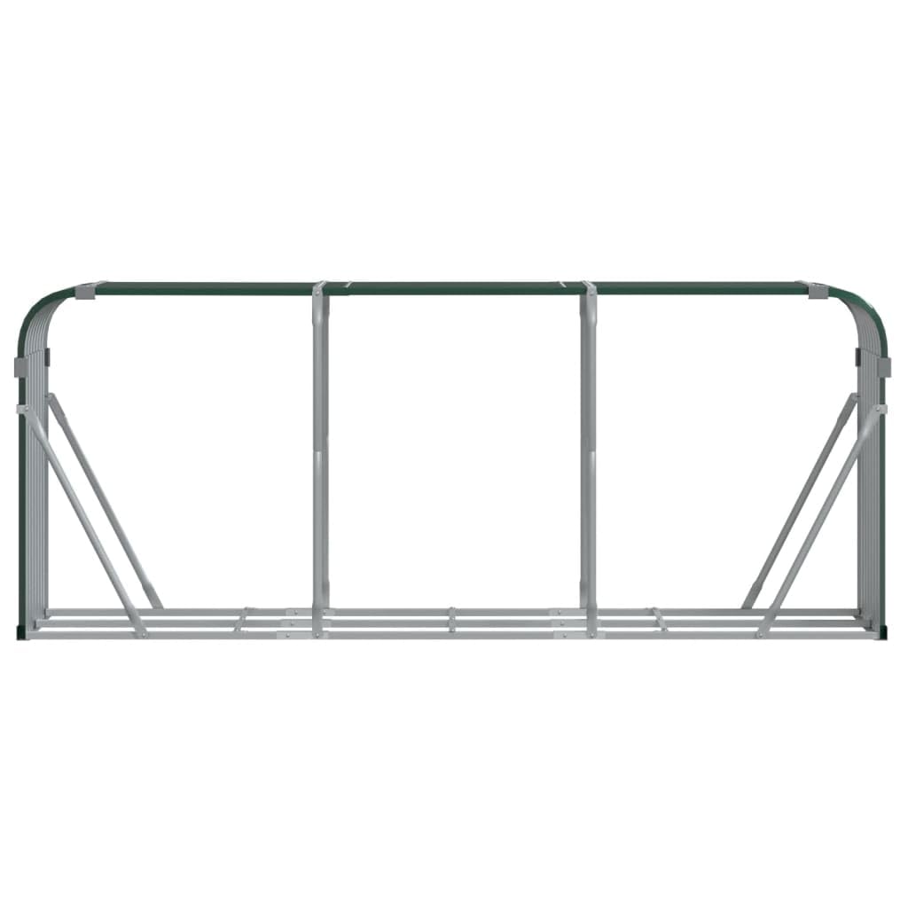 Uchwyt na drewno kominkowe ze stali ocynkowanej, zielony, 234 x 45 x 100 cm, stojak na drewno opałowe, do użytku na zewnątrz i wewnątrz, wytrzymały metalowy stojak na drewno