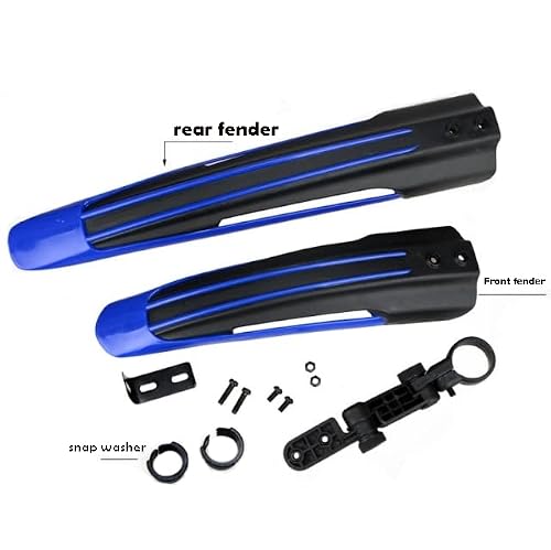 WIROJ Adjustable Road Mountain Bike Bicycle Cycling Tire Front and Rear Mud Guards Mudguard Fenders Set (Blue & Black)