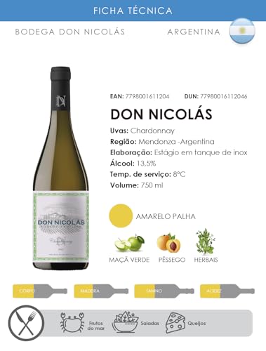 Don Nicolás Vinho Branco Argentino Chardonnay 750Ml