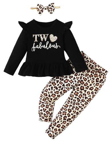 Baby Girl 2nd Birthday Outfit Girl Two Years Old Birthday Outfit Toddler Girl Leopard Clothes