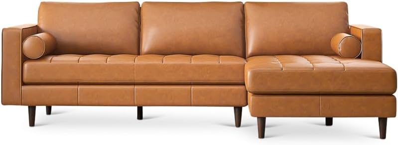 ASHCROFT Demi - Sofá modular moderno de cuero para sala de estar, color marrón