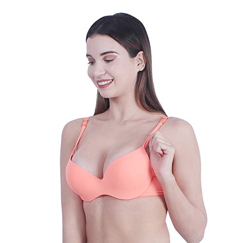 Image of Brachy Women's Poly Cotton Padded Wired Push-Up Bra (BCA ZLPU011 32A Glossy Fire Glossy Fire 32A)