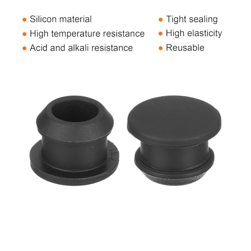 Image of MECCANIXITY Silicone Snap in Locking Hole Plugs,Rubber Panel Seal Cover Flush Type Panel Round for Kitchen Rubber Bulkheads Waterproof Sealing Plugs 10mm /0.39 Inch Diameter Black,Pack of 50