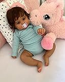 TERABITHIA 24 Inches Huge Real Baby Size Hand Rooted Hair Sweet Smile African American Realistic Newborn Toddler Girl Dolls Dark Brown Skin Lifelike Reborn Baby Doll That Look Real and Feel Real