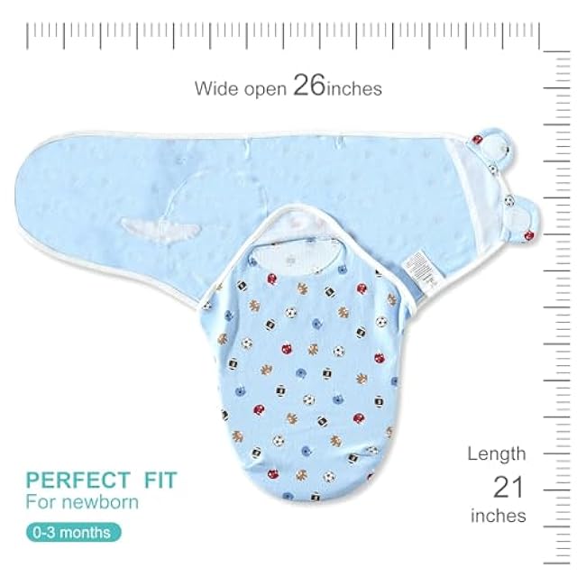 3 Pack Baby Swaddle 0-3 Months - Infant Adjustable Newborn Swaddles Blanket Baby Girl Boy, Swaddling Wrap Blanket Sleep Sack for Newborn-Blue