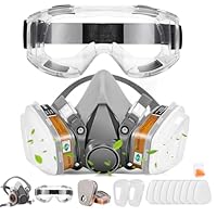 Atemschutzmaske with Filter and Brille, Chemische Gesichtsschutz für Lackieren, Staub, Epoxidharz, Farbe