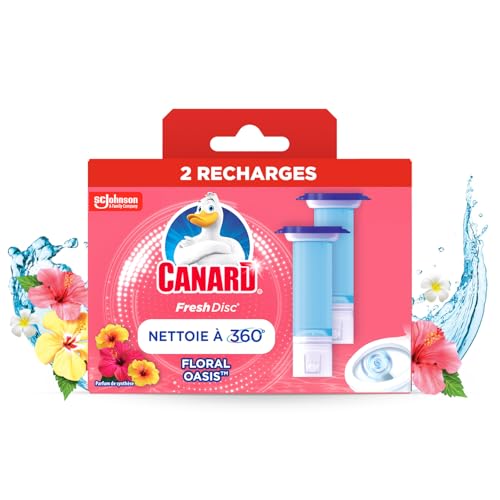 Canard Wc Fresh Disc Recharges Flower Oasis – Bloc Sans Cage Nettoyant WC – Dure 3x Plus Longtemps Qu'un Bloc Classique – 2 Recharges Canard Wc Fresh Disc Recharges Flower Oasis – Bloc Sans Cage Nettoyant WC – Dure 3x Plus Longtemps Qu'un Bloc Classique – 2 Recharges