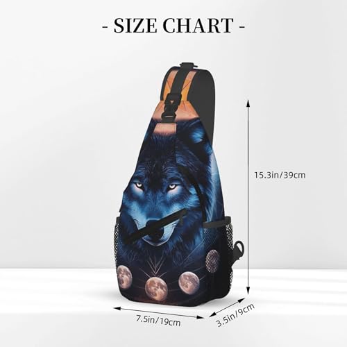 Men Women Sling Shoulder Backpack Foldable Unbalance Shoulder Chest Crossbody Bag - Space Galaxy Wolf Night Sky Anti-Theft Multipurpose Rucksack Bookbag Backpack2
