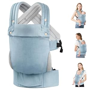Baby Carrier Newborn to Toddler- Ergonomic,Cozy and Lightweight Infant Carrier for 7-40lbs,3 Carry Positions Newborn Carrier,Denim Blue