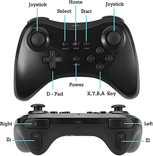 Poulep Wireless Controller Compatible for Wii U Pro Console Dual Analog (Black)