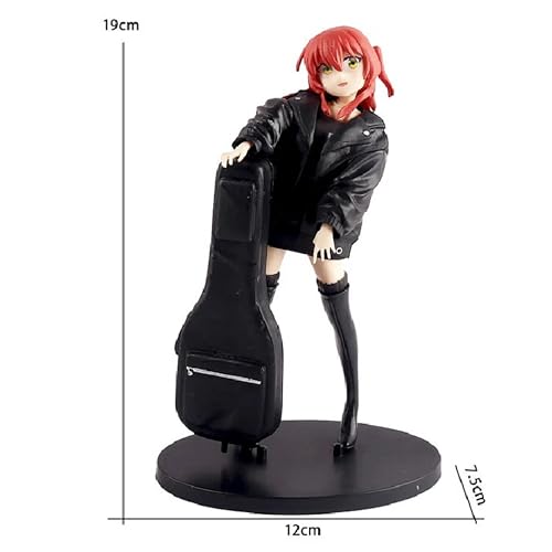 Image of Ikuyo Kita Bocchi The Rock Standing Guitar Bag Pose Anime Action Figure | 19cm Ikuyo Kita Figurine with Red Hair, Jacket & Guitar Case for Table, Desk & Shelf Decor | Gift for Anime Fans