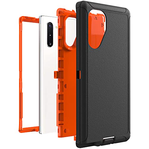 Image of Case for Galaxy Note 10 Plus, Heavy-Duty Tough Rugged Shockproof Drop Protective Cover Cases for Samsung Galaxy Note 10 Plus, Black+Orange