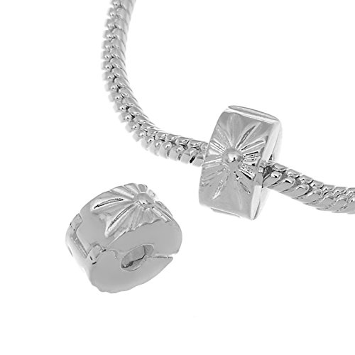 Il pacchetto include: pezzi di chiusura clip chiusure con tappo in silicone O-Ring per braccialetto di fascino europeo