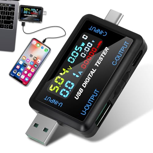 diymore USB Tester Messgerät, DC 4.5~36V 2-in-1 USB C Strommessgerät Digital Multimeter Strommessgerät USB Power Meter, Spannung Voltmeter, Strommesser, Leistungskapazität Detektor