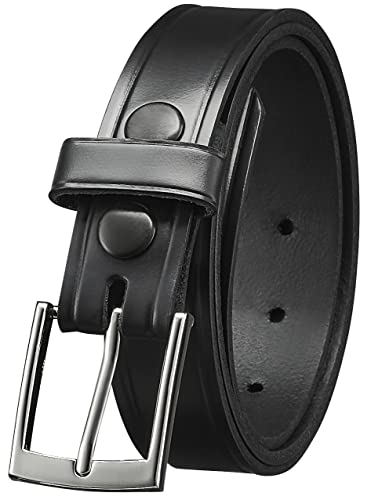 Perfect Fit Men's Leather Belt 1 1/4 Inch Off Duty Belt Black Leather and Chrome Buckle American Made