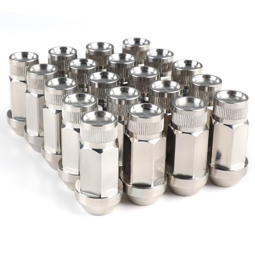 Image of M12x1.5 Wheel Lug Nuts Set,20pcs Stainless Steel Extended Tuner Nuts，50mm Length 19mm Hex，Conical Seat Fits The Honda Civic,Jeep Compass, Honda Accord, Chevy Malibu,Ford Escape