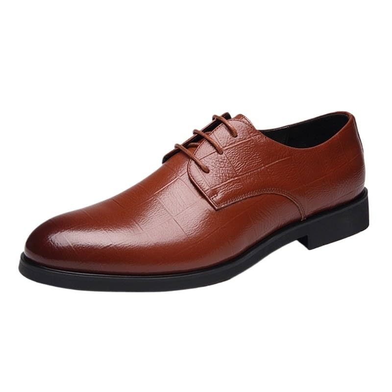Men Dress Oxford Shoes Italian Leather Breathable Classic Lace Up Comfort Orthopedic Business Tuxedo Wedding Slip Resistant Block Heel Anti-Slip Rubber Sole Formal