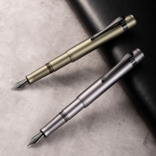 Image of Hongdian M2 Black Forest Mini Fountain Pen, Bent Nib & Sleek Shape Aluminium Short Pocket Travel Pen (Space Gray)