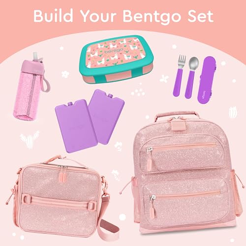 Image of Bentgo Kids Prints Leak-Proof, 5-Compartment Bento-Style Kids Lunch Box - Ideal Portion Sizes for Ages 3-7, Durable, Drop-Proof, Dishwasher Safe, & PFAS & BPA-Free Materials (Llamas)