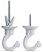Pack of 12 Complete Sets – Heavy Duty Metal Ceiling Hooks, Wide Opening Swag Hooks, Plant Hanging Hooks with Hardware, White Enamel Finish