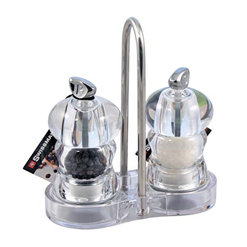 Swissmar Alice You and Me 4-Inch Pepper and Salt Mill Set with Tray