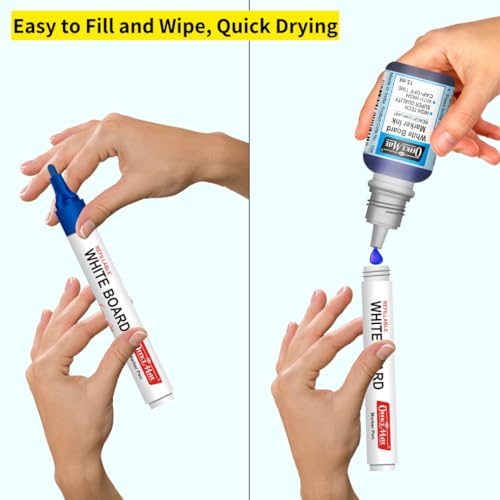Image of Soni Officemate Whiteboard Marker Combo- Mix | 4 Markers + 4 Inks | Smooth Writing | Black, Blue, Red, Green | 4.43 mm Tip
