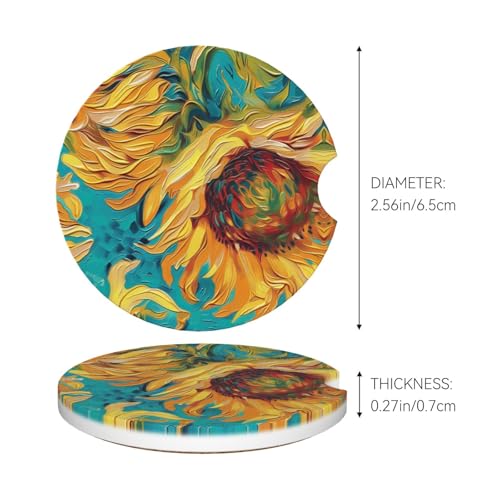 2pcs posavasos absorbentes para carro diseño girasol miniatura 5